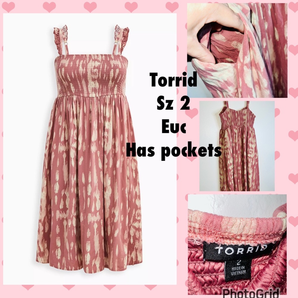 Torrid Pink Midi Dress with Pockets